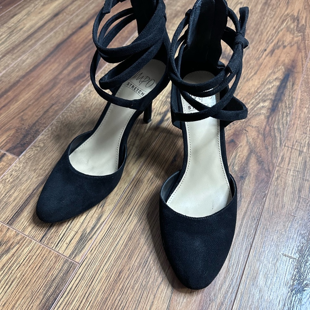 Impo Black Heels with Elegant Ankle Wrap